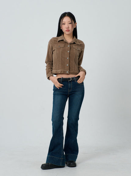 Cotton Blend Button Cropped Jacket CJ303