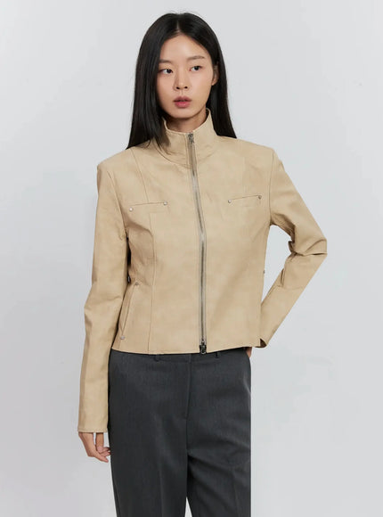 Biker Faux-Leather Jacket IS516