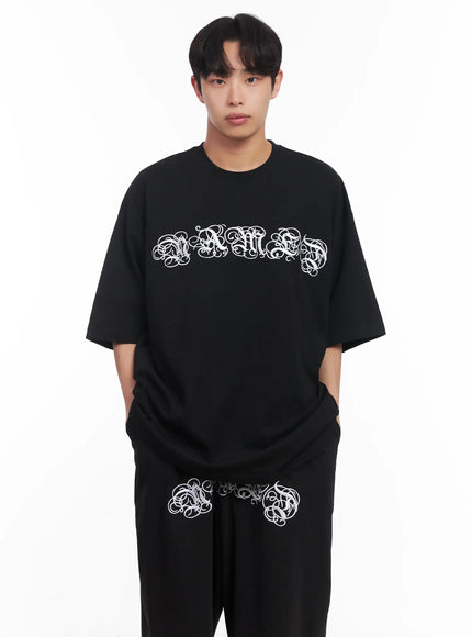 mens-embroidered-graphic-tee-iu518 / Black