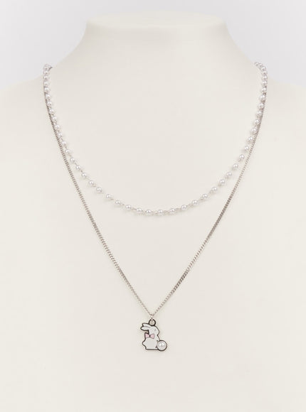 bunny-rabbit-layer-necklace-im528 / Silver