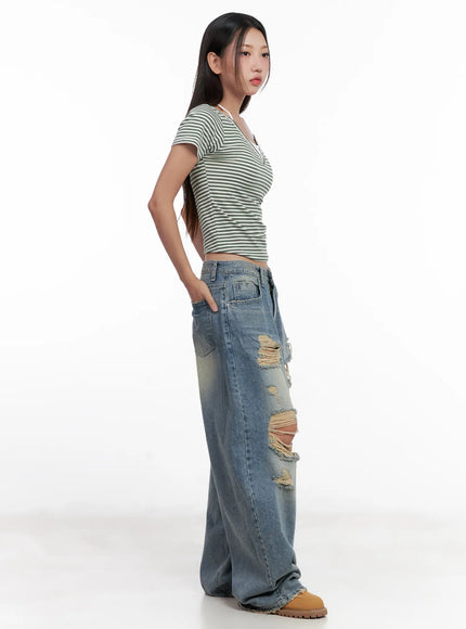 Contrast Stripe Layered Halter Tee CL518