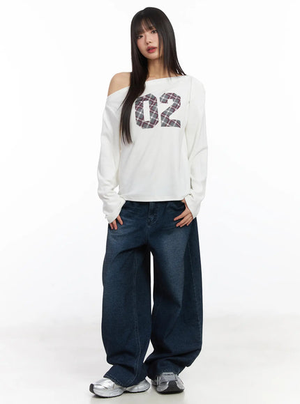 asymmetric-checkered-fleece-long-sleeve-top-cd522