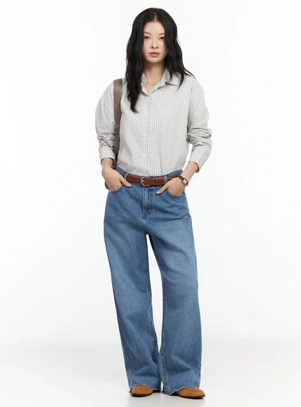 Cotton Check Button Shirt IM524