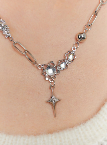 Crystal Chain Link Necklace IO527