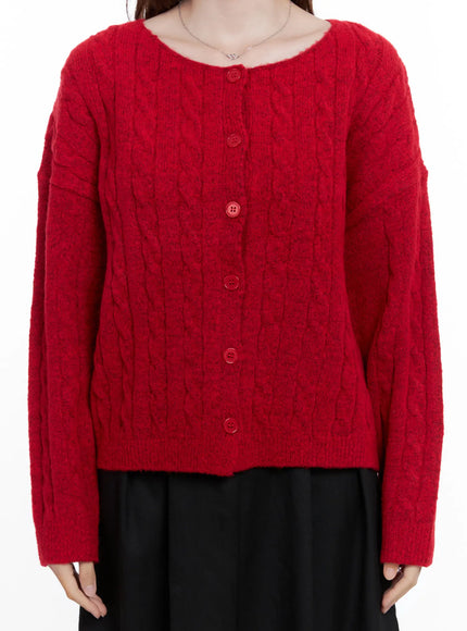 Loose-Fit Cable Knit Cardigan CG521