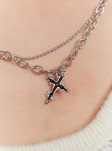 cross-charm-dual-chain-necklace-io527