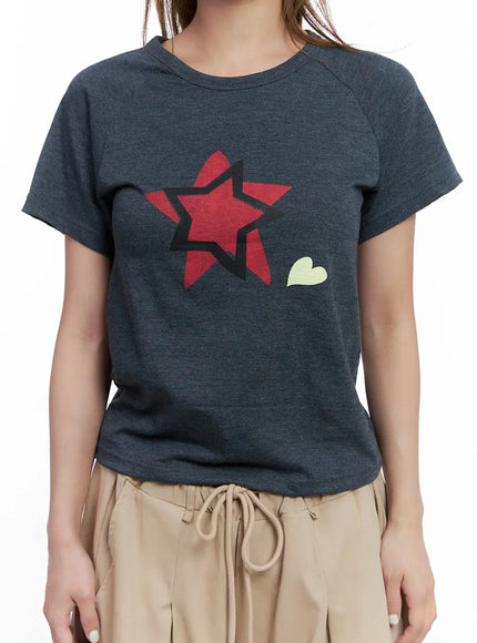 Star Graphic Short-Sleeve Top CL514