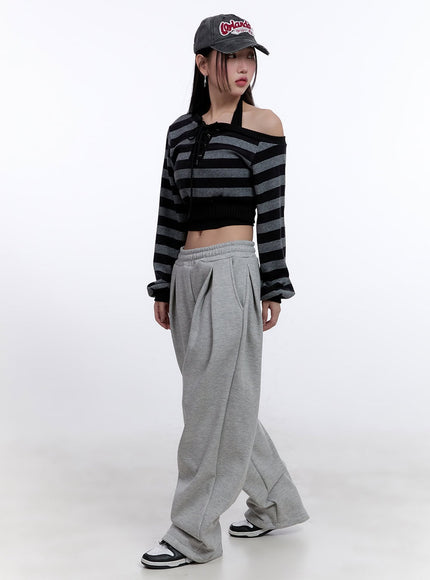 Striped Crop Knit Sweater CJ509