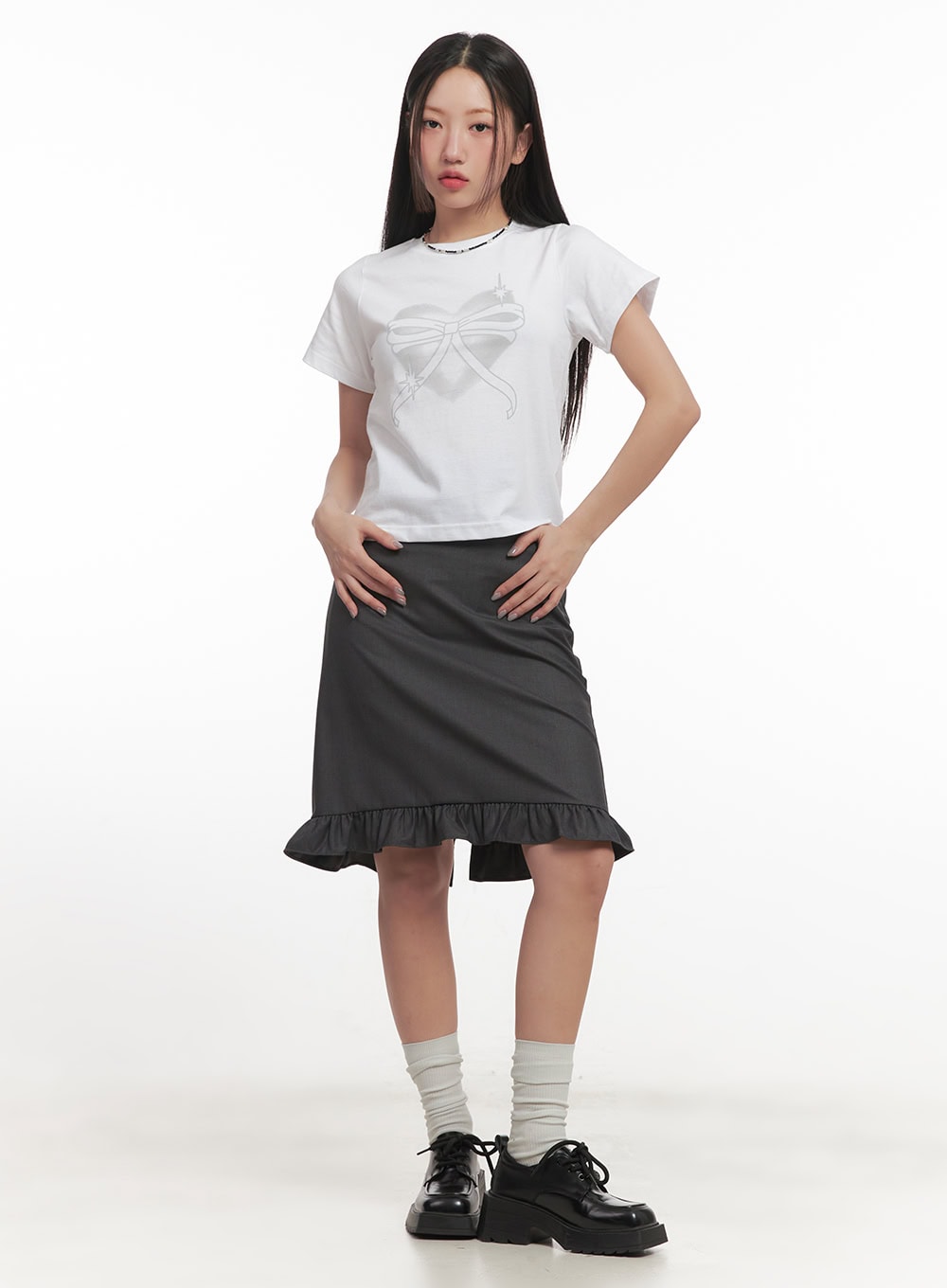 frill-straight-fit-midi-skirt-cf526