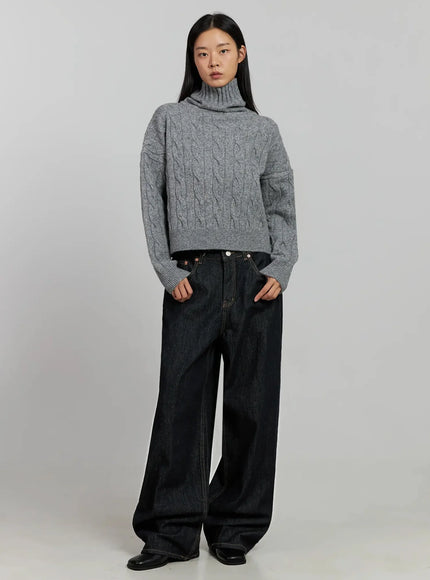 Cable Knit Turtleneck Sweater IJ502