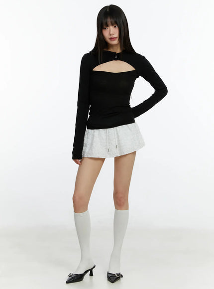 Cut-Out Hooded Long Sleeve Tee CF510