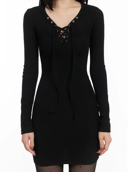 ribbed-lace-up-bodycon-mini-dress-cd508