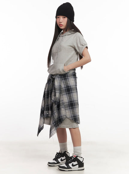 Heart Patched Puff Short-Sleeve Hoodie CM528