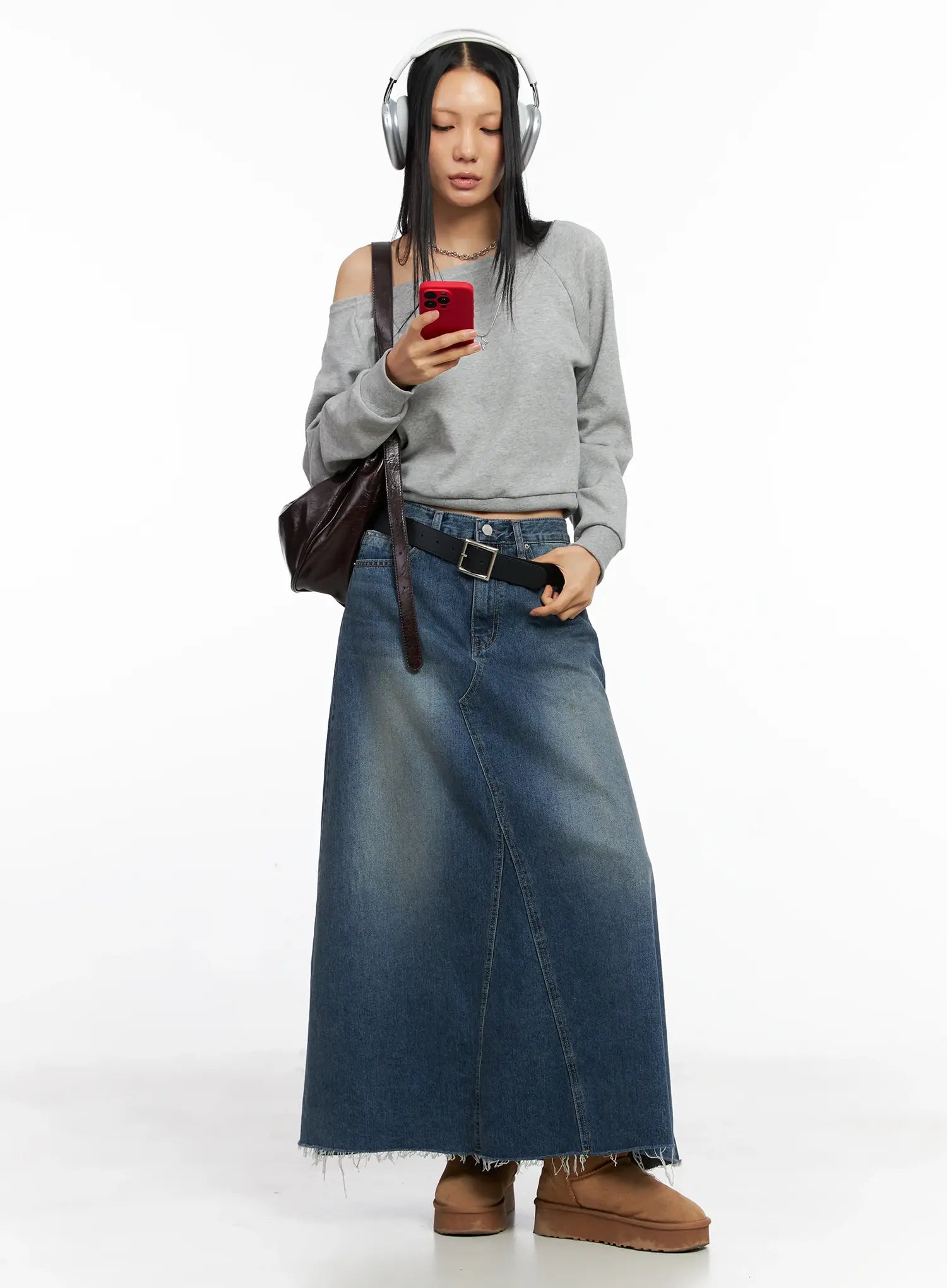 Flare Denim Maxi Skirt CO529