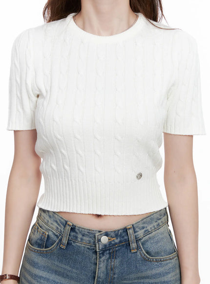 cable-knit-short-sleeve-sweater-cg521