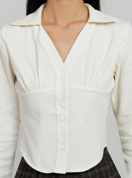 corduroy-pintuck-blouse-ij502