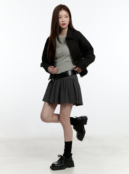 Zip-Up Collared Cropped Jacket CM521