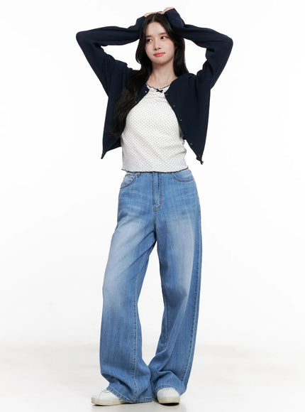 Round-Neck Mesh Knit Cardigan CL516