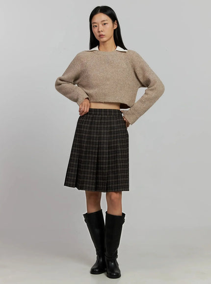 Cropped Crewneck Knit Top IJ502