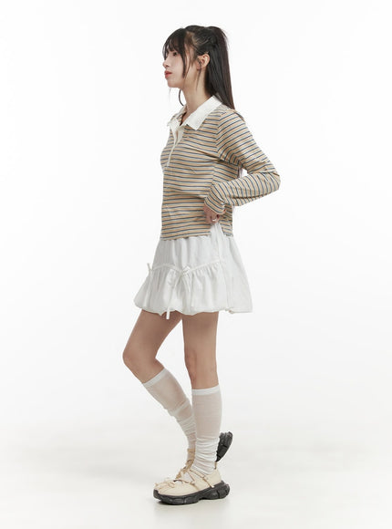 ribbon-band-bubble-mini-skirt-cy407