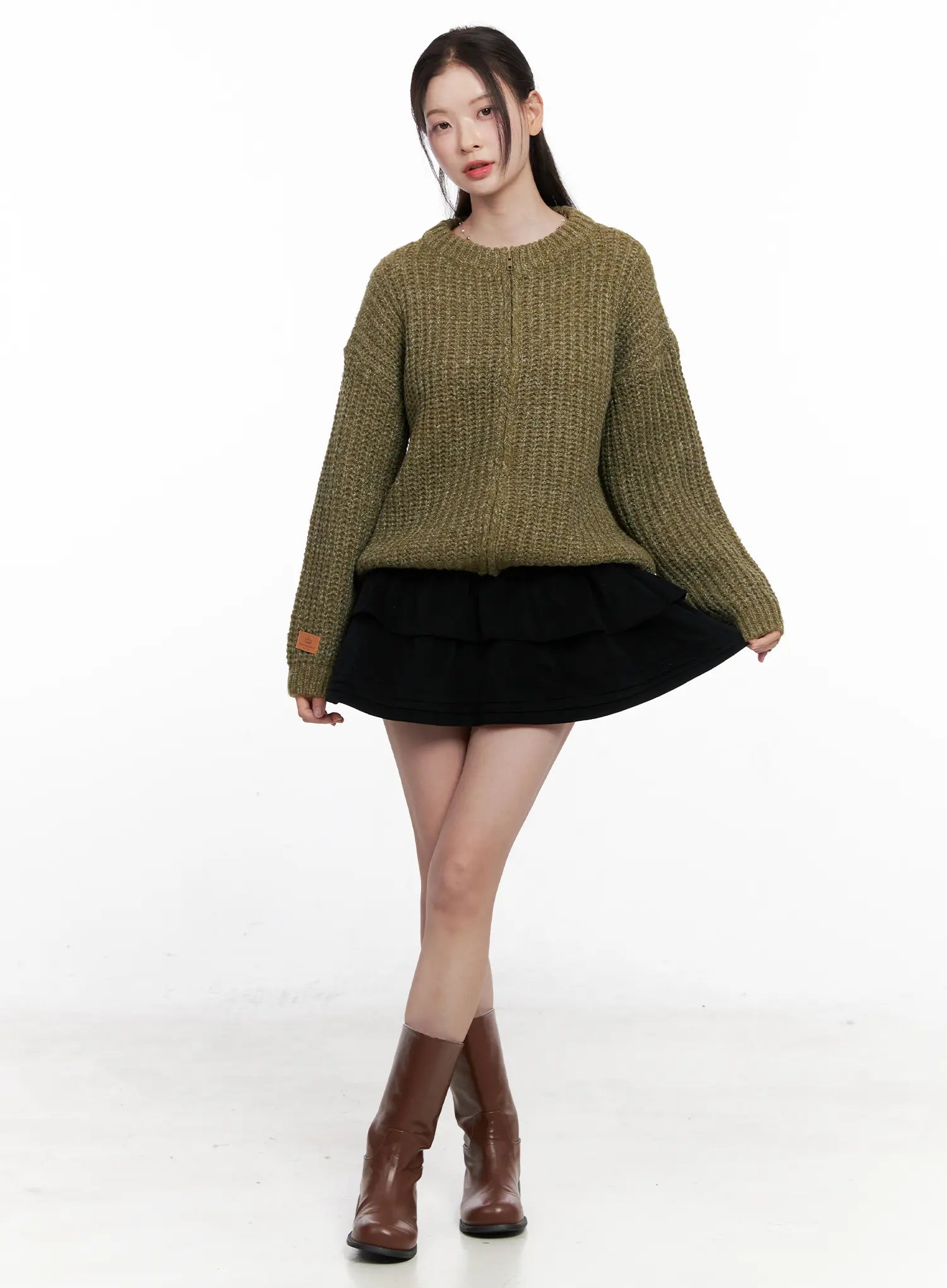 Ribbed Knit Zip-Up CO531