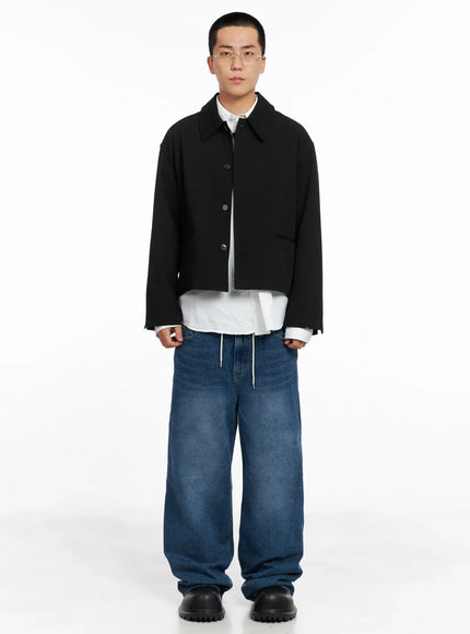 Men's Cropped Button-Up Jacket IS502