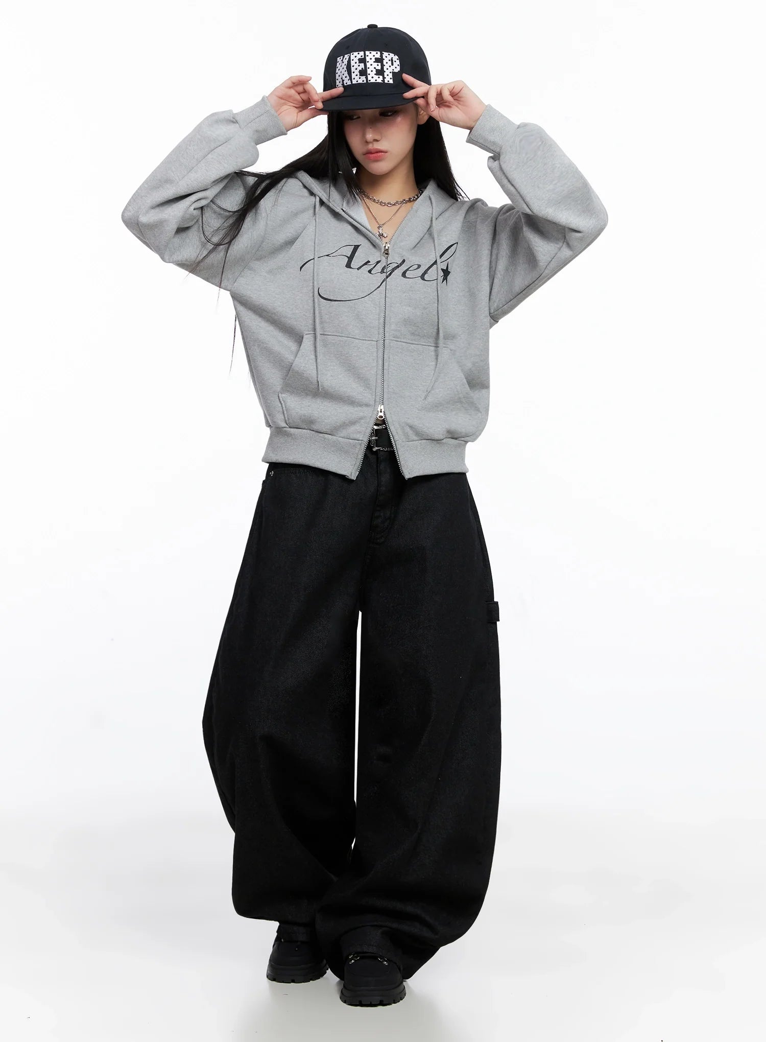 Angel Graphic Zip-Up Hoodie IS525