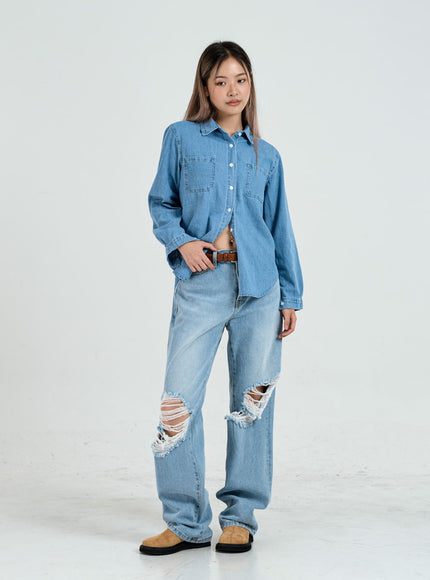 Ripped Maxi Denim Pants Unisex CO14