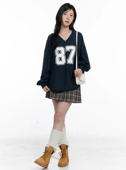 87 Oversized V-Neck Pullover Top CS526