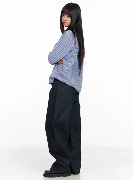 Casual Plaid Button-Up Blouse CM513