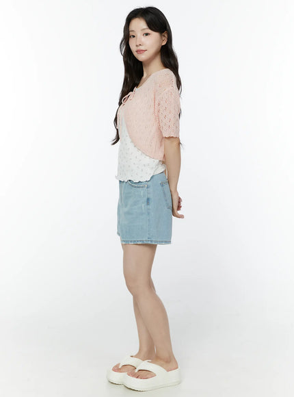 Half Sleeve Lace Knit Cardigan IY507
