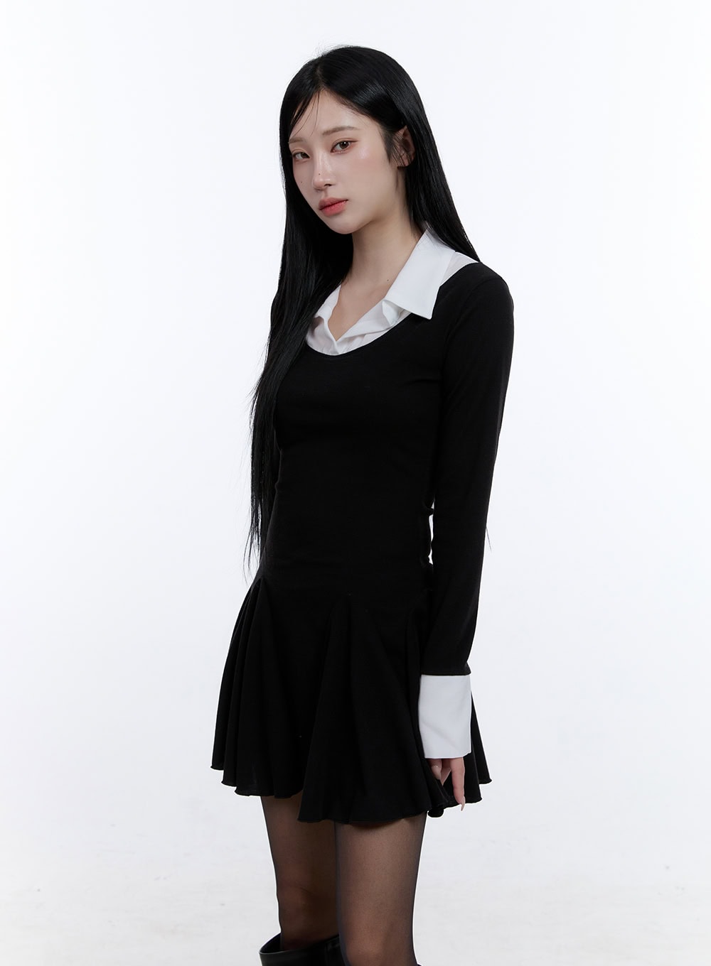 flare-collar-mini-dress-cd420