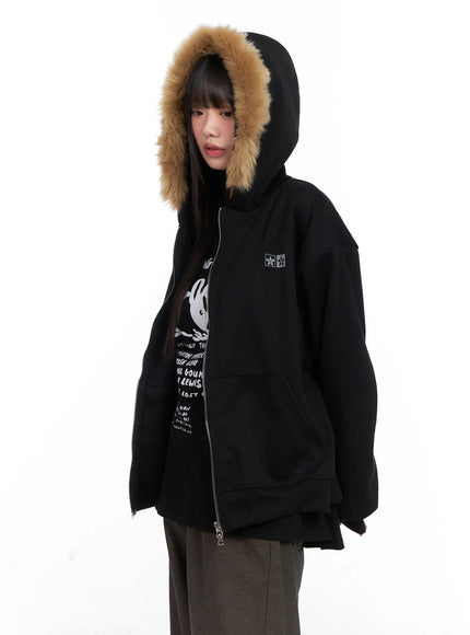oversized-faux-fur-trim-hoodie-cn521