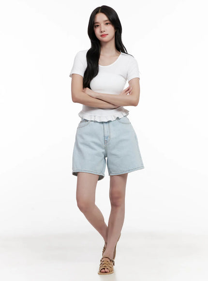 Ruffle Scoop-Neck Top CL516