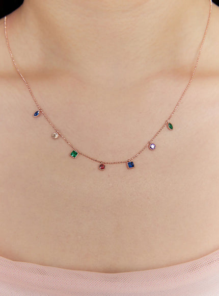 Rainbow Cubic Necklace IS517
