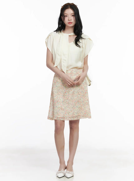 Bow Tie Short Sleeve Blouse CA509