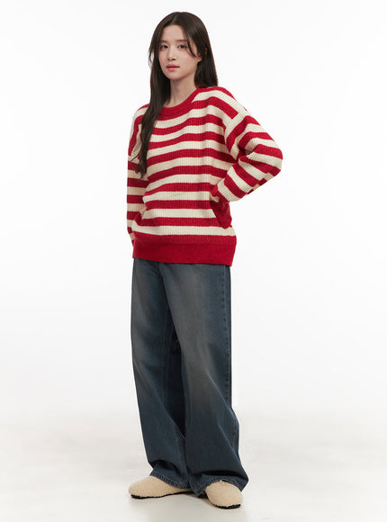 Cozy Striped Oversized Sweater IJ510