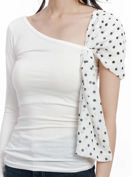 one-shoulder-polka-dot-print-top-cg519