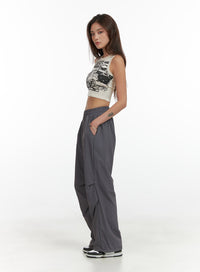 banded-nylon-wide-fit-pants-cl404