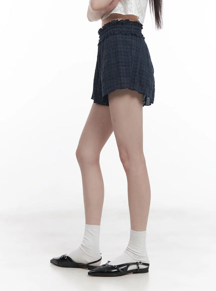 plaid-print-frilly-shorts-cu518
