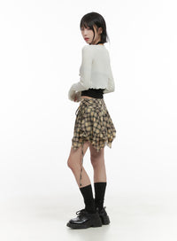 plaid-banded-mini-skirt-cs413