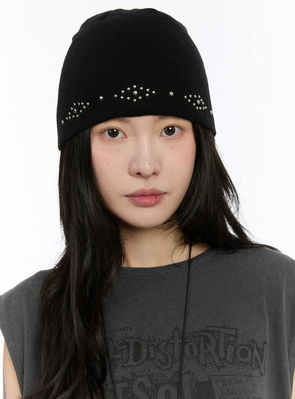 Studded Knit Beanie CA508