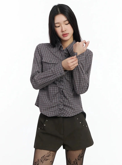 Stylish Check Ruffled Blouse IM530