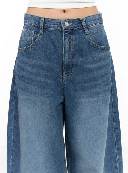 Jieu Vintage-Washed Wide Leg Jeans CM516