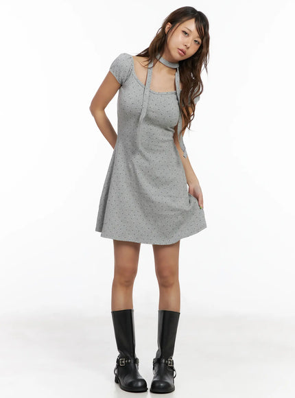 polka-dot-mini-dress-cm525 / Gray