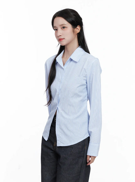 classic-striped-button-up-shirt-cs519 / Light blue