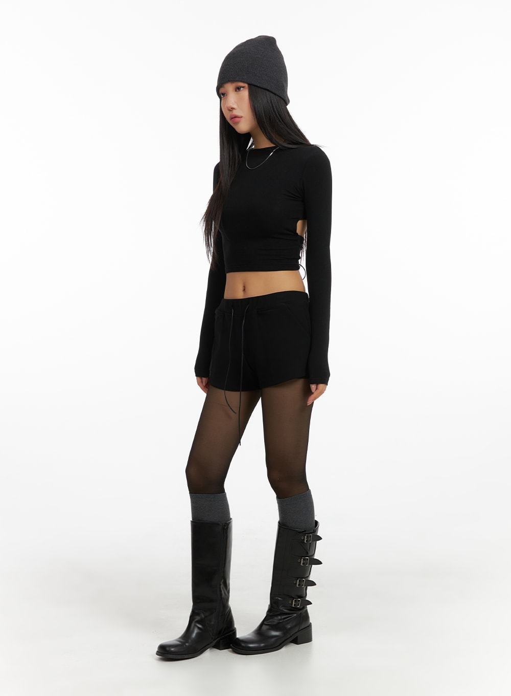 solid-back-drawstring-cropped-long-sleeve-cm408