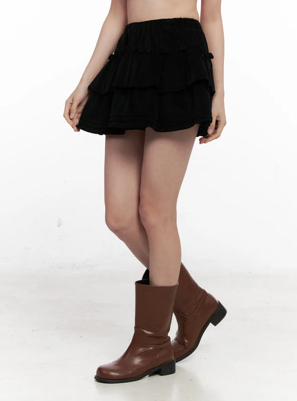 Corduroy Ruffle Mini Skirt CO531