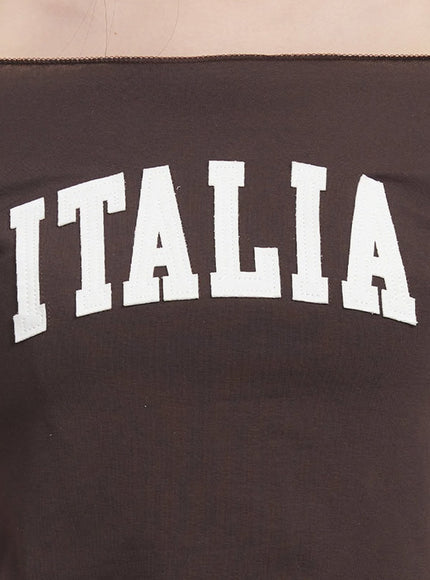 Italia Graphic Off-Shoulder Top IM528