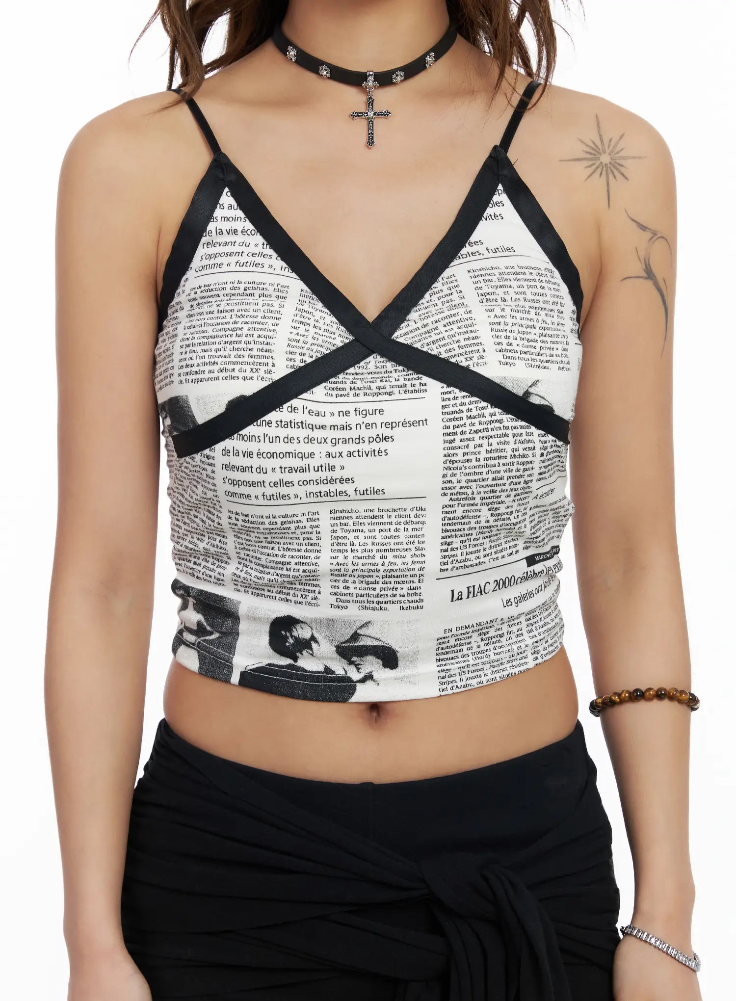 Vintage Print V-Neck Sleeveless Top CM525